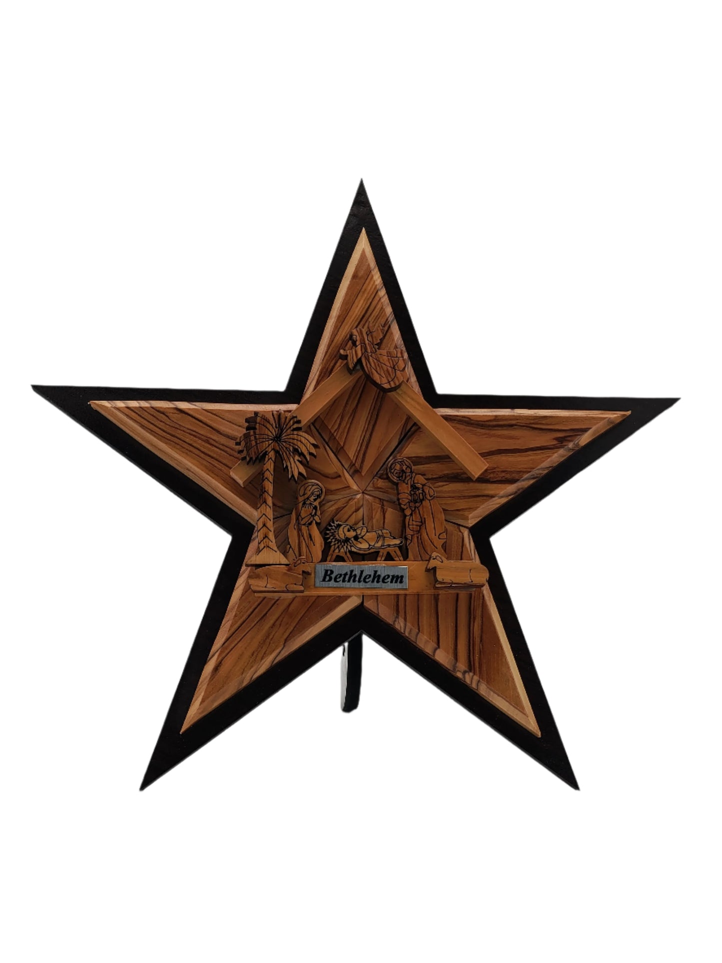 Olivewood Bethlehem Star Nativity Scene - 25 cm x 25 cm