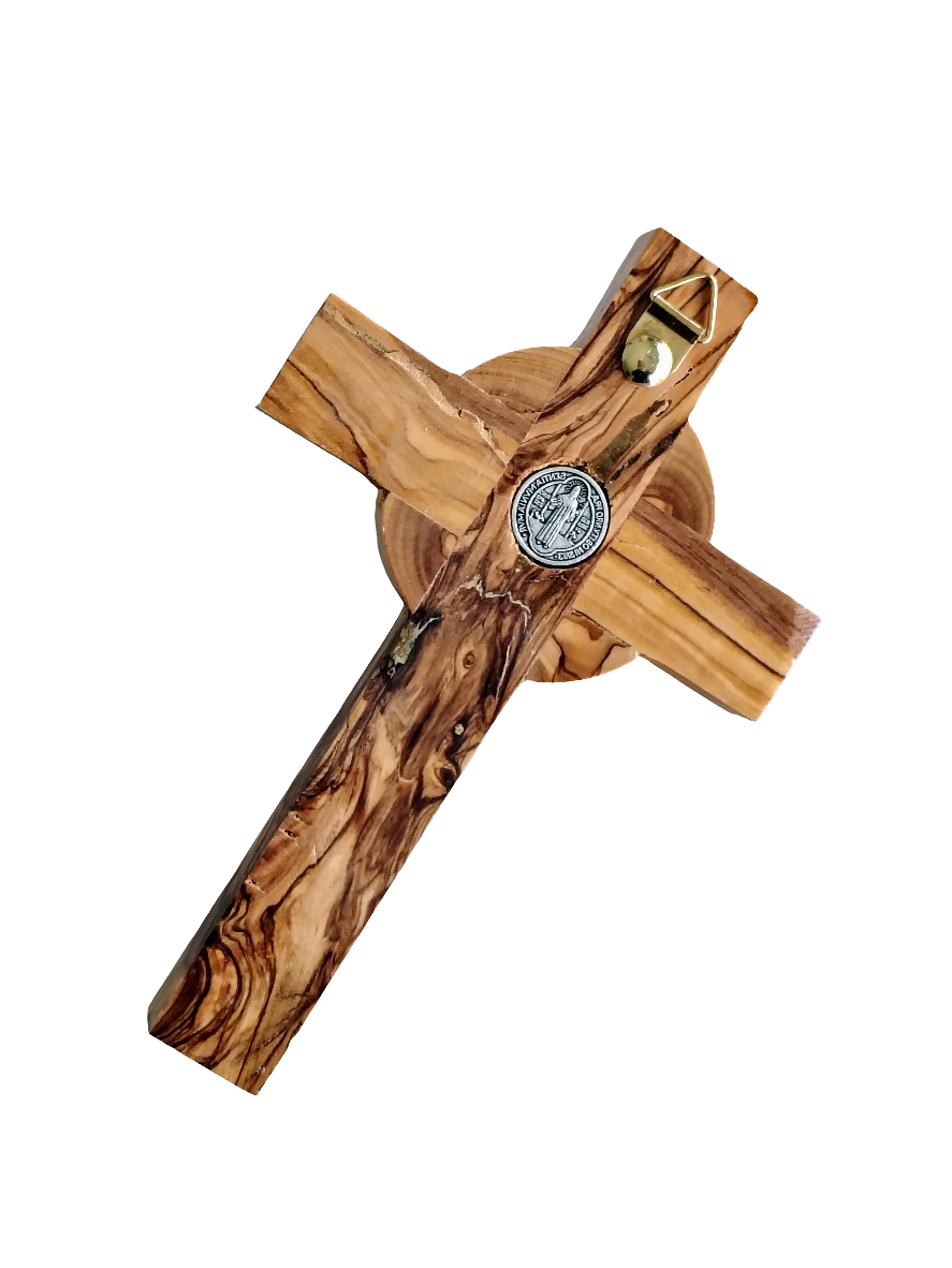 St Benedict Olivewood Wall Cross - 16 cm