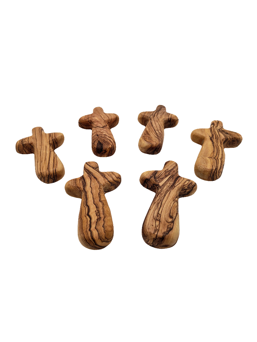 Olivewood Comfort Palm Cross - 11 cm