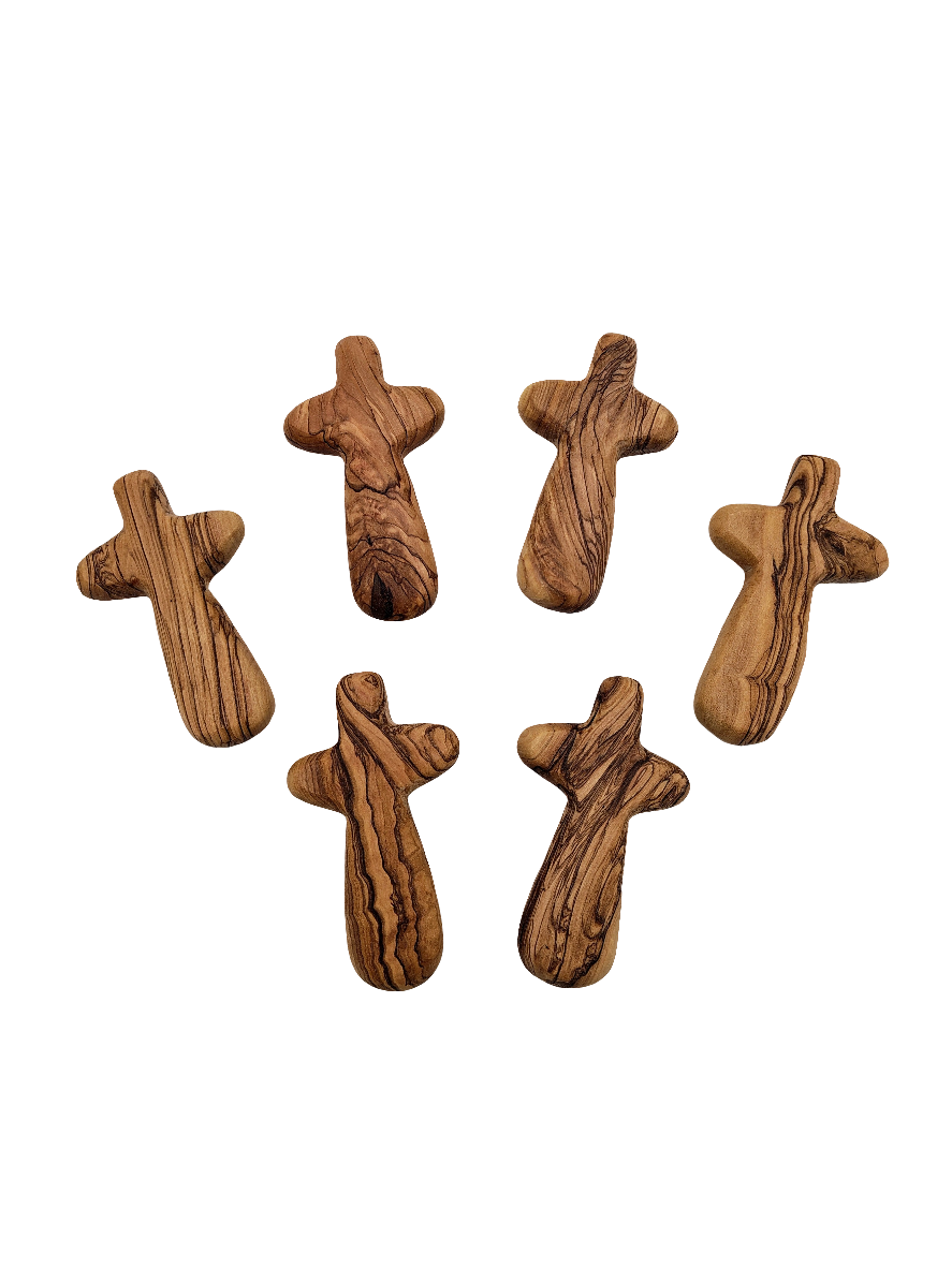 Olivewood Comfort Palm Cross - 11 cm