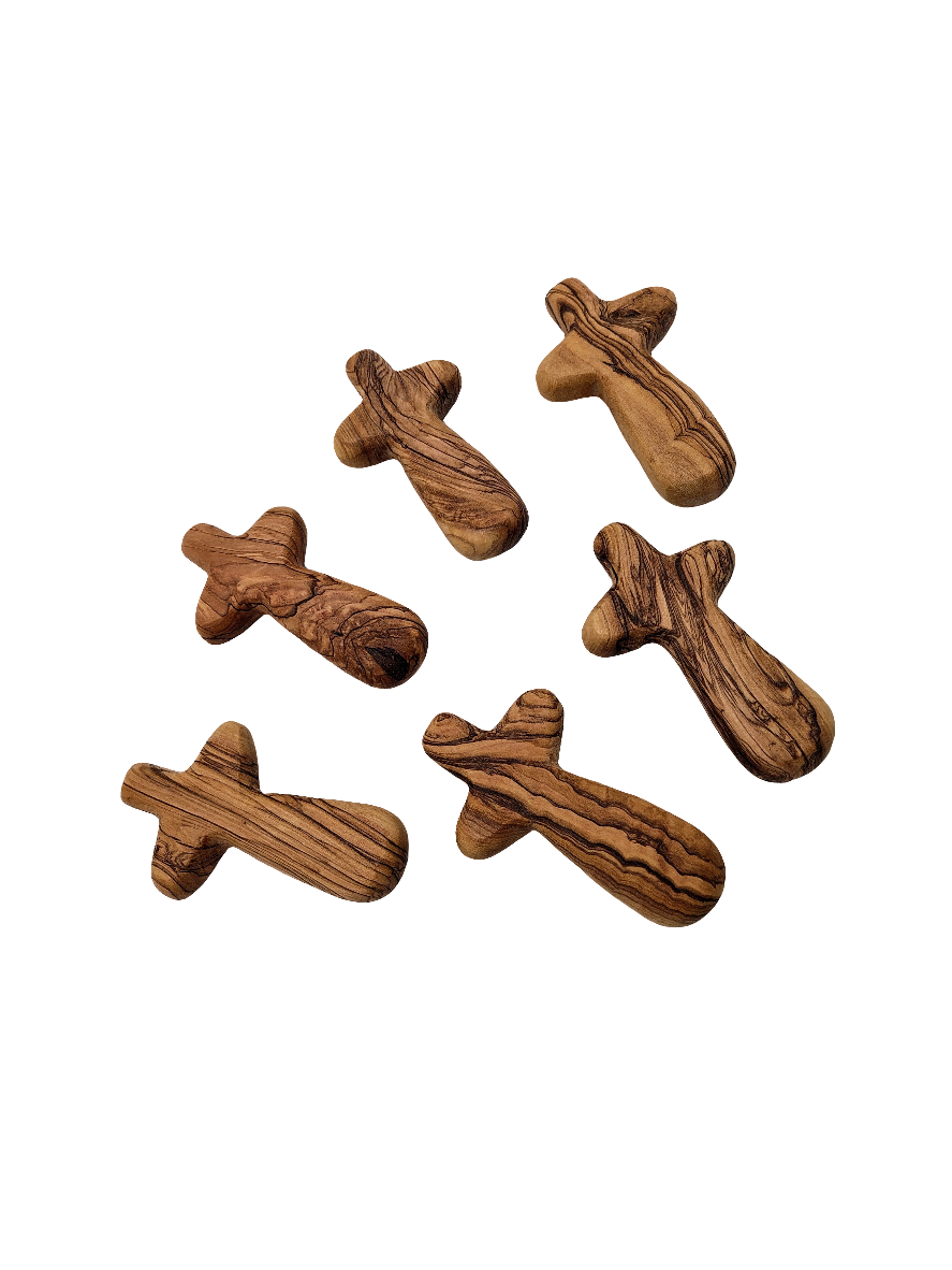 Olivewood Comfort Palm Cross - 11 cm