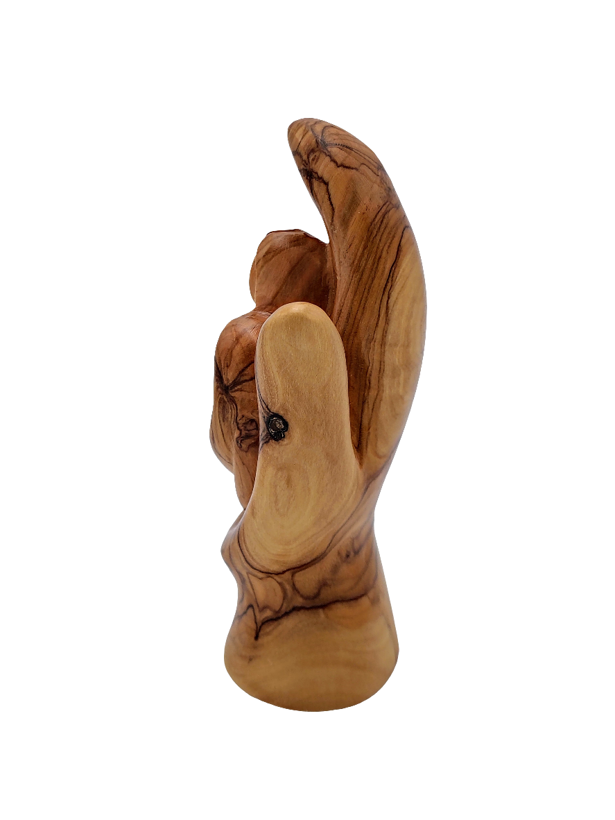 Olivewood Holy Family in the Palm of God's Hand Statuette - 15 cm