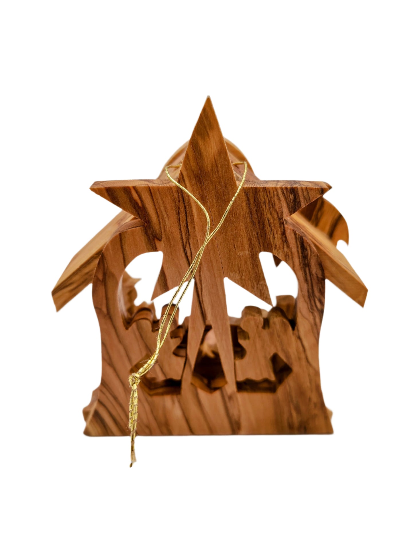 Olivewood Nativity Scene Christmas Tree Decoration - 11 cm x 9 cm