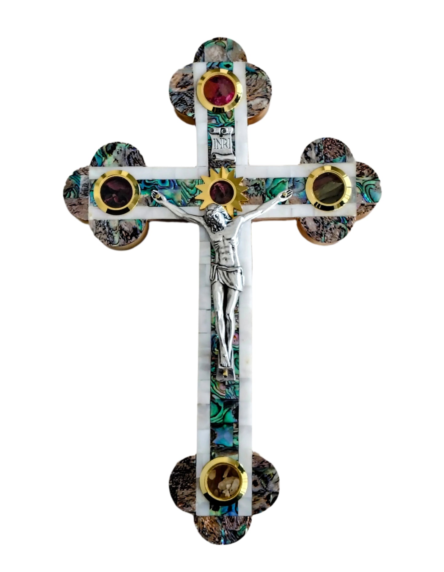 Mother of Pearl Olivewood Wall Cross - 27.5 cm
