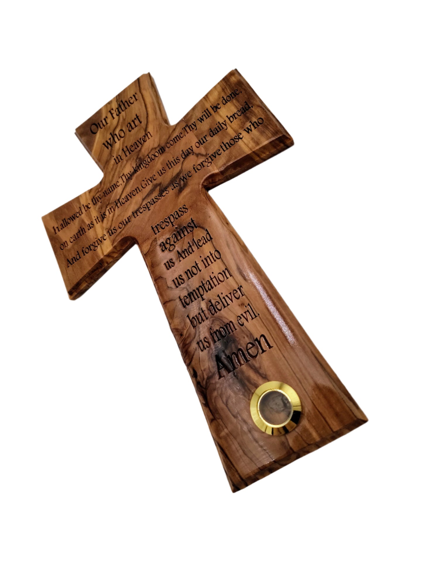 Olivewood Lord's Prayer Cross - 22 cm