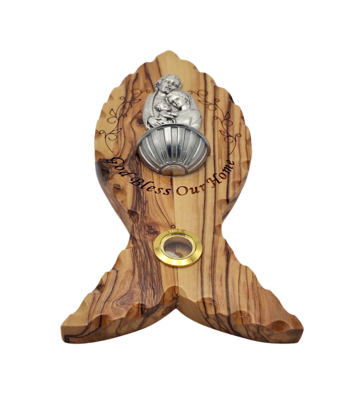 Holy Family Plaque with Holy Water Bowl - 19 cm