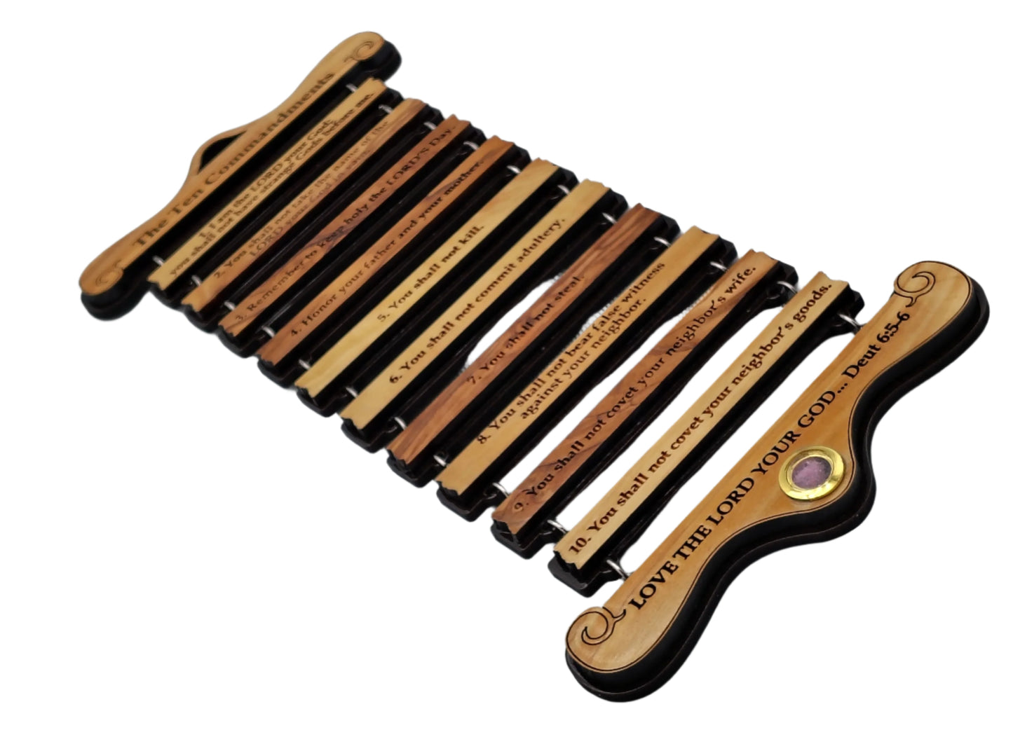 Ten Commandments Olivewood Wall Hanging - 31 cm x 14 cm