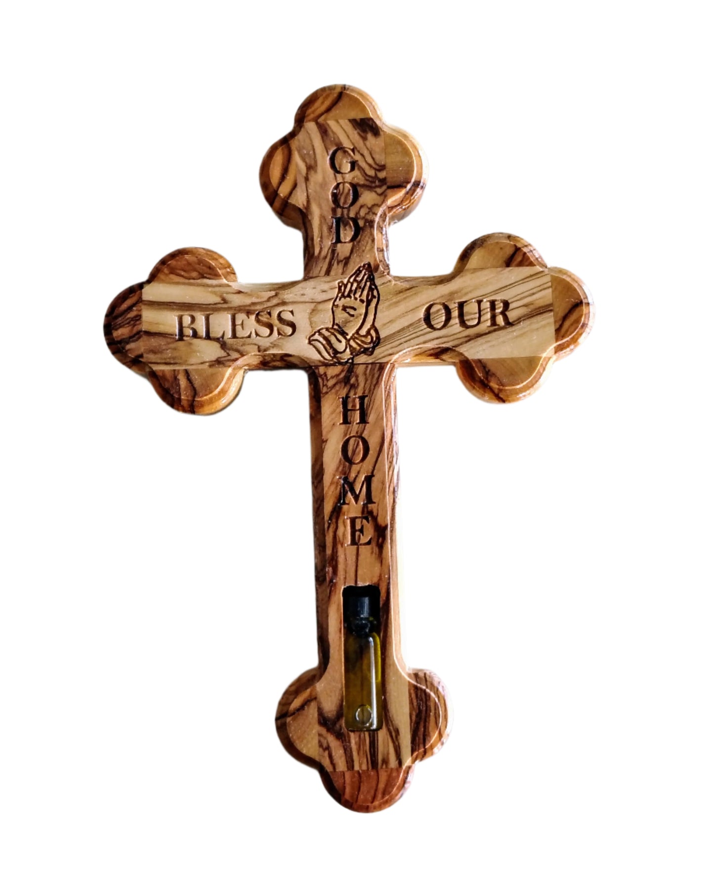 Olivewood God Bless Our Home Cross - 18 cm