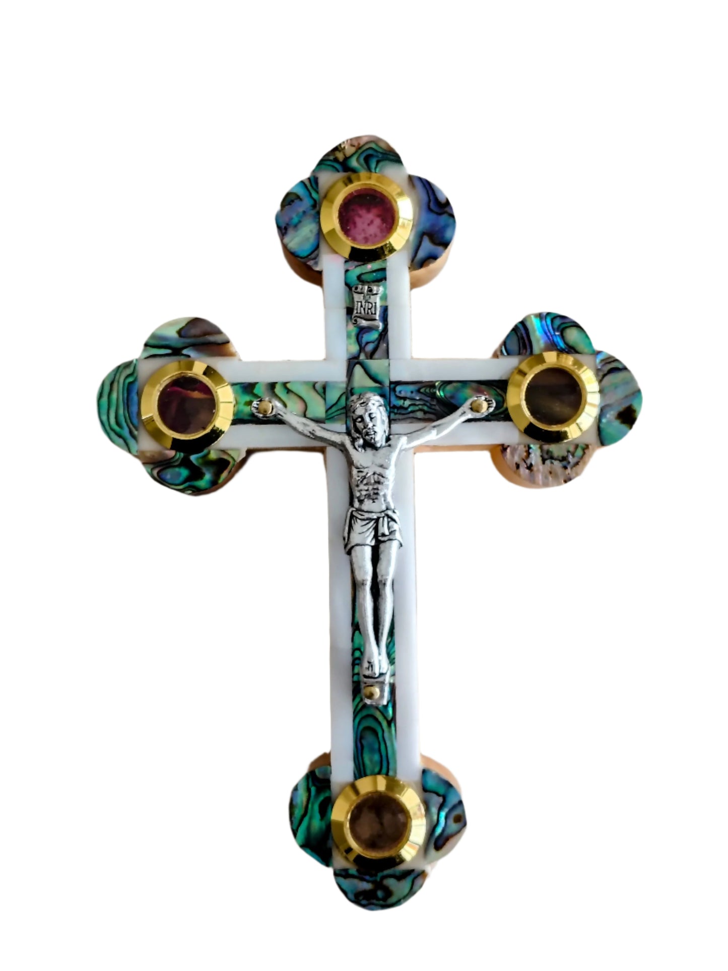 Mother of Pearl Olivewood Wall Cross - 13.5 cm