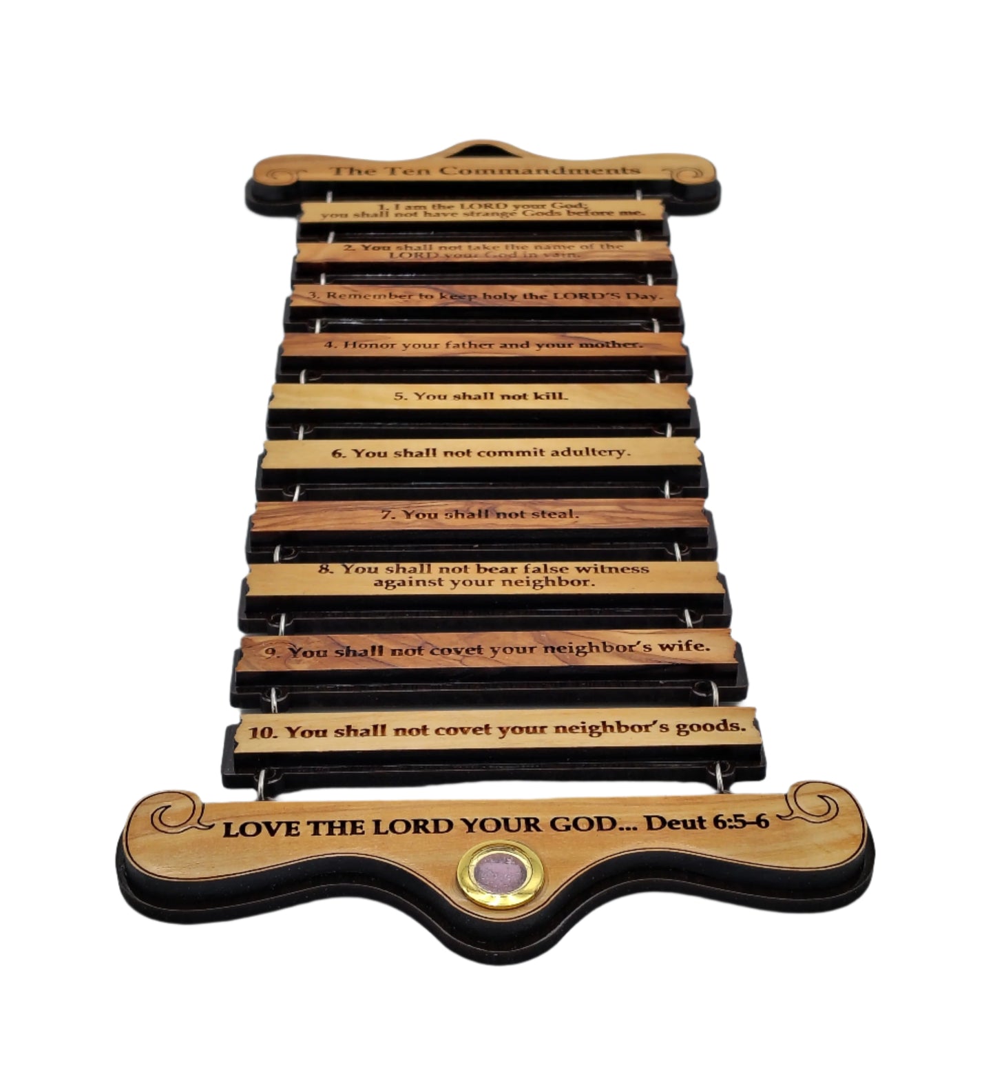Ten Commandments Olivewood Wall Hanging - 31 cm x 14 cm