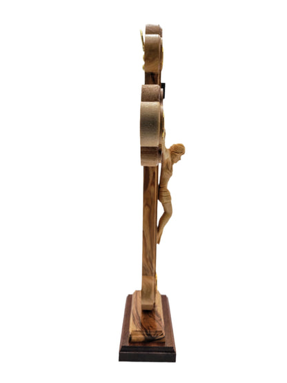 Large Olivewood Cross Rounded Edges - 42 cm