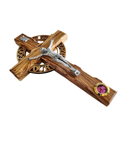 Olivewood God Bless Our Home Cross - 24.5 cm