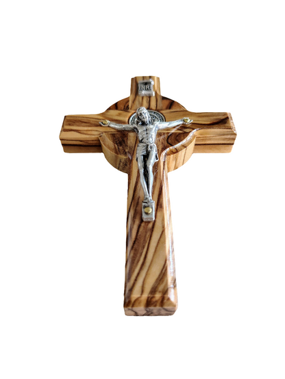 St Benedict Olivewood Wall Cross - 12 cm