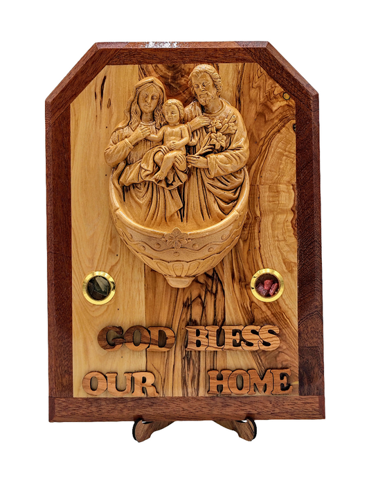 Holy Family Olivewood Plaque - 29 cm x 21