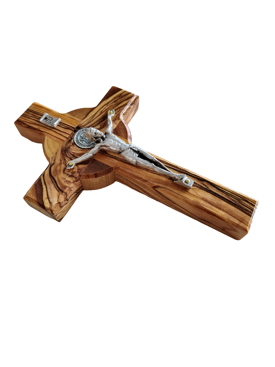 St Benedict Olivewood Wall Cross - 16 cm
