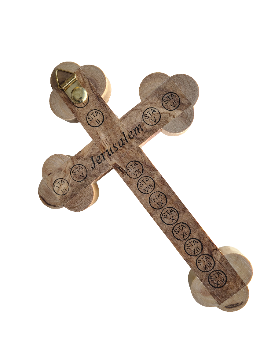 Mother of Pearl Olivewood Wall Cross - 18 cm