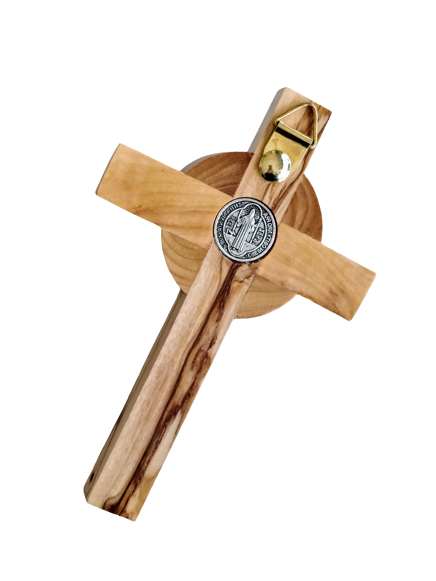St Benedict Olivewood Wall Cross - 12 cm