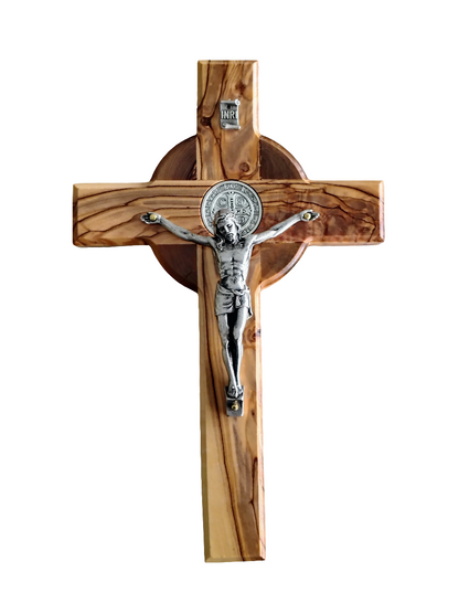 St Benedict Olivewood Wall Cross - 20 cm