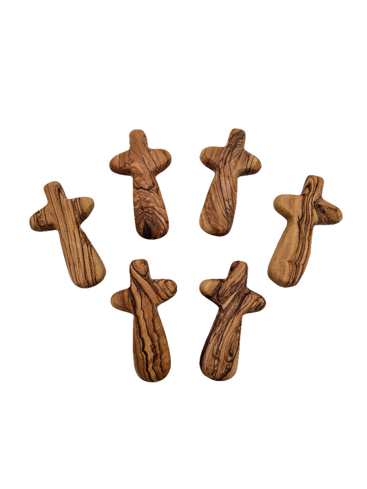 Olivewood Comfort Palm Cross - 11 cm