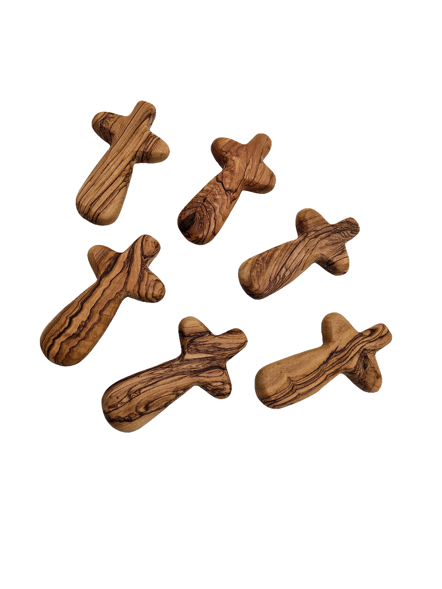 Olivewood Comfort Palm Cross - 11 cm
