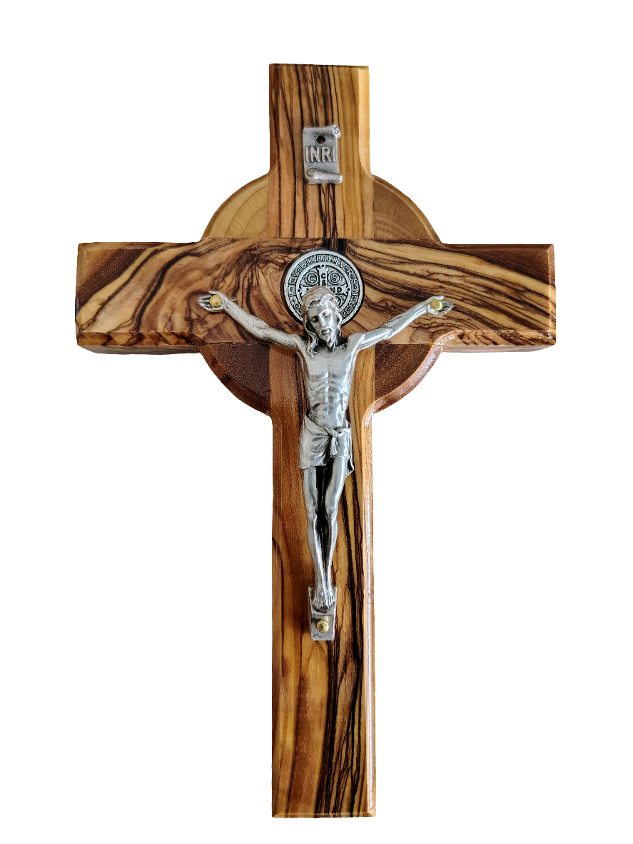 St Benedict Olivewood Wall Cross - 16 cm