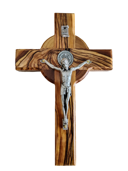 St Benedict Olivewood Wall Cross - 16 cm