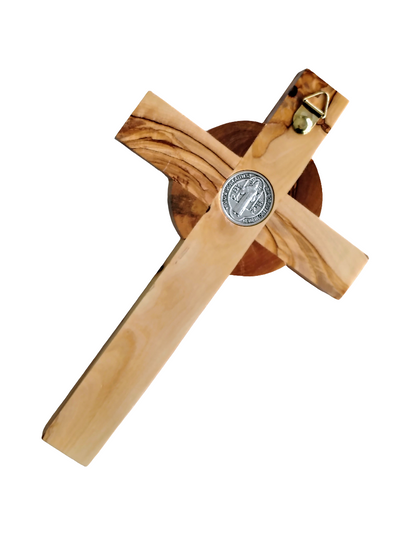St Benedict Olivewood Wall Cross - 20 cm
