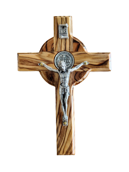 St Benedict Olivewood Wall Cross - 12 cm
