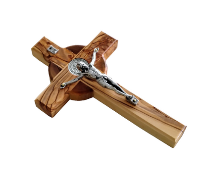 St Benedict Olivewood Wall Cross - 20 cm