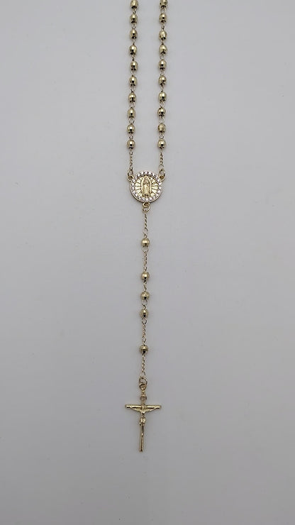 Our Lady of Guadalupe Sterling Silver Rosary Necklace with Gold-Tone Detailing