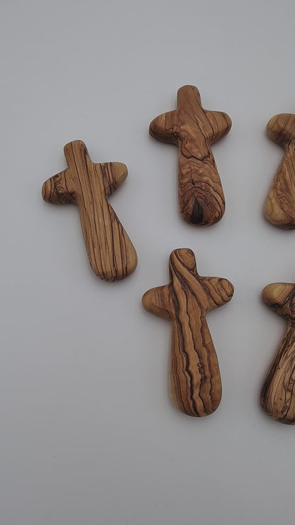 Olivewood Comfort Palm Cross - 11 cm