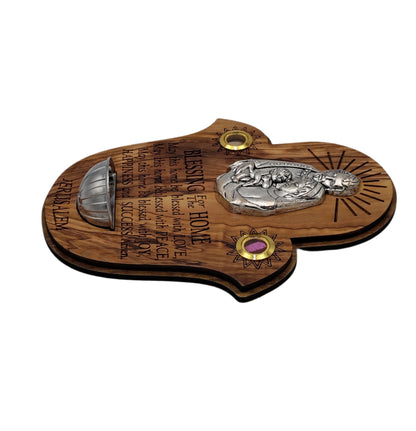 Holy Family Plaque with Holy Water Bowl - 20 cm x 15 cm