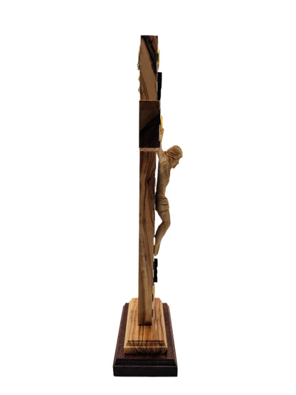 Mother of Pearl Olivewood Cross - 38.5 cm
