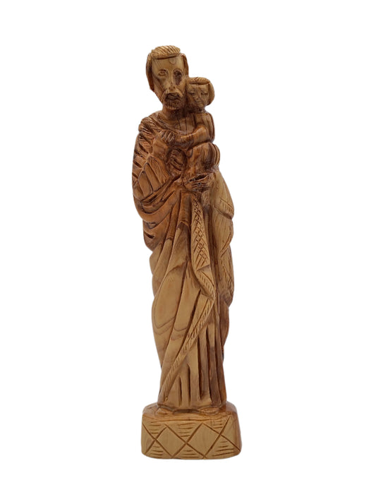 Olivewood Statuette of Joseph and baby Jesus - 27 cm