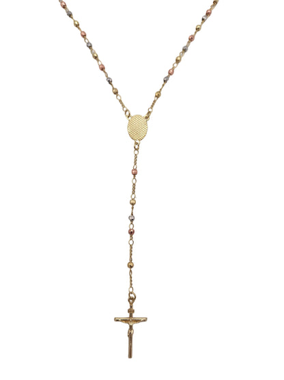 Our Lady of Guadalupe Sterling Silver Tri-Colour Rosary Necklace with Gold-Tone Detailing