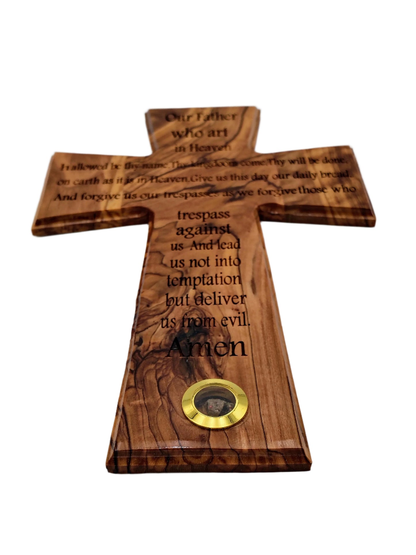 Olivewood Lord's Prayer Cross - 22 cm