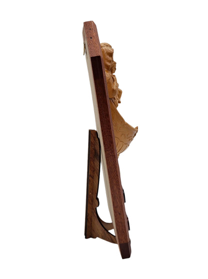 Holy Family Olivewood Plaque - 29 cm x 21