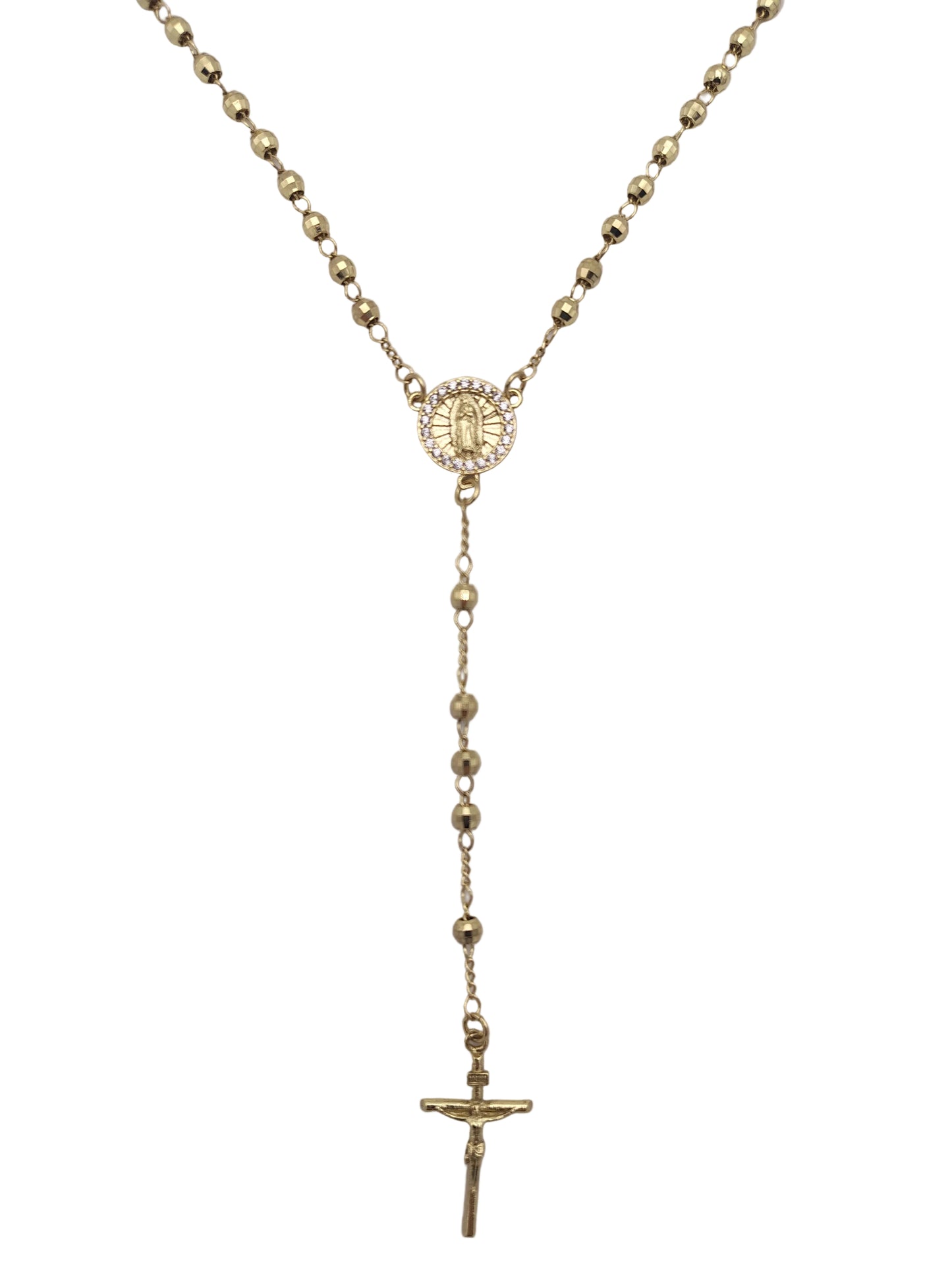 Our Lady of Guadalupe Sterling Silver Rosary Necklace with Gold-Tone Detailing
