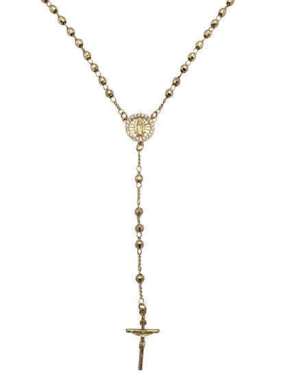 Our Lady of Guadalupe Sterling Silver Rosary Necklace with Gold-Tone Detailing