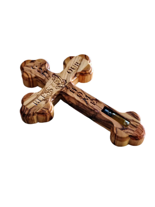 Olivewood God Bless Our Home Cross - 18 cm